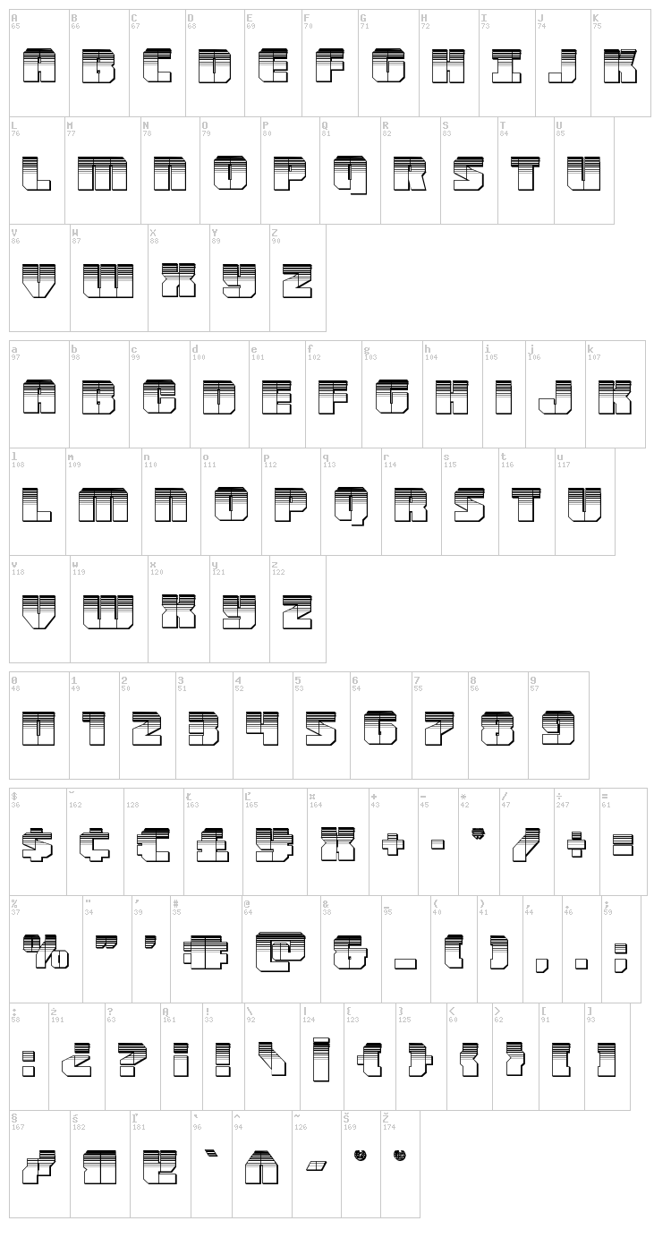 Warpthruster font map