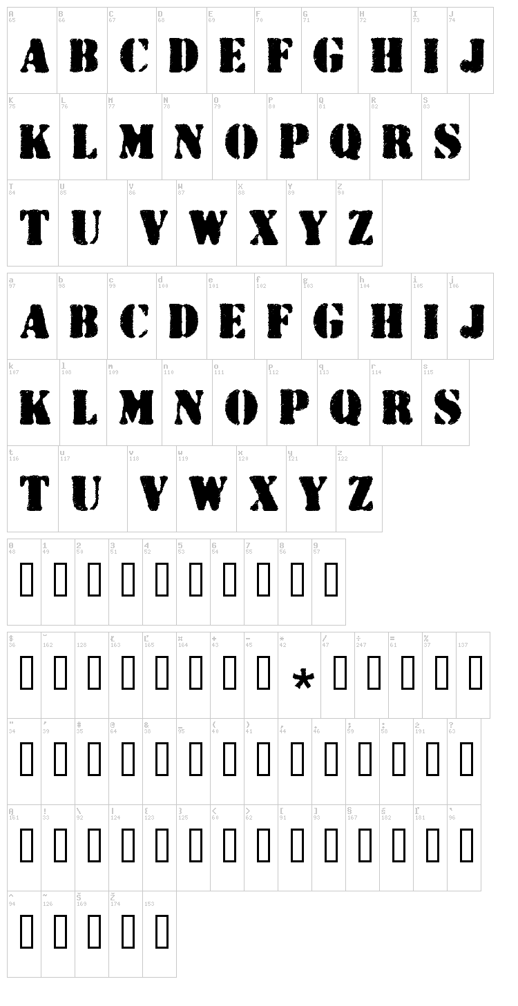 Wartorn font map