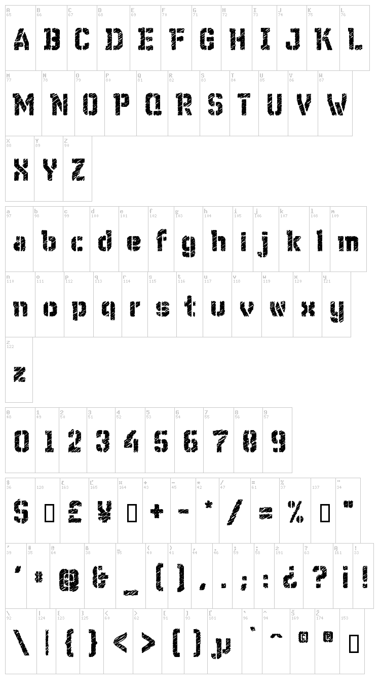 WC Wunderbach Rough Bta font map