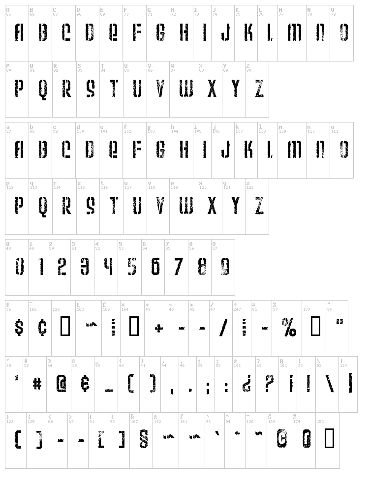 Weltron Urban font map