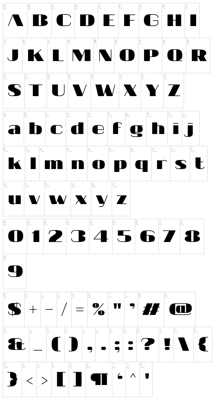 20 db font map