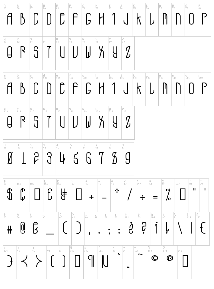 AD Mono font map