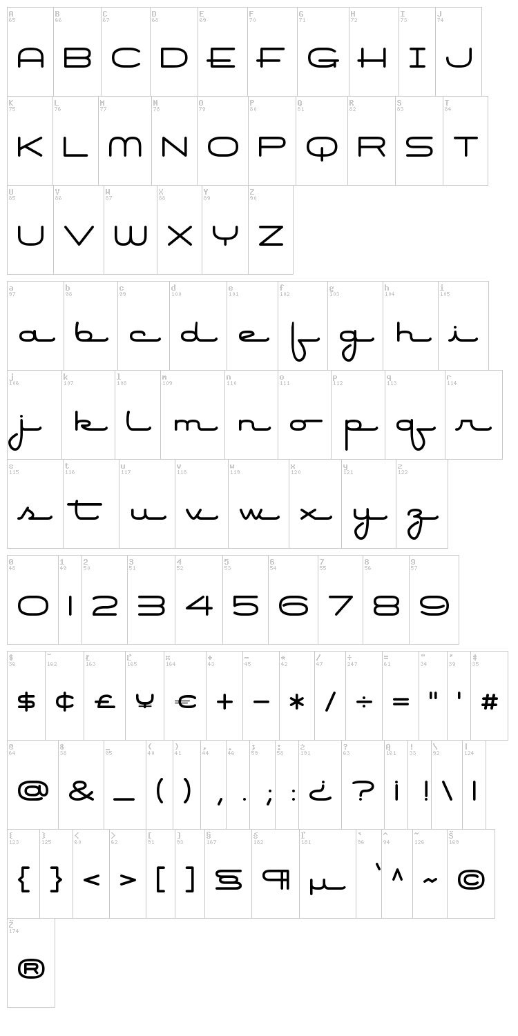 Air Conditioner font map