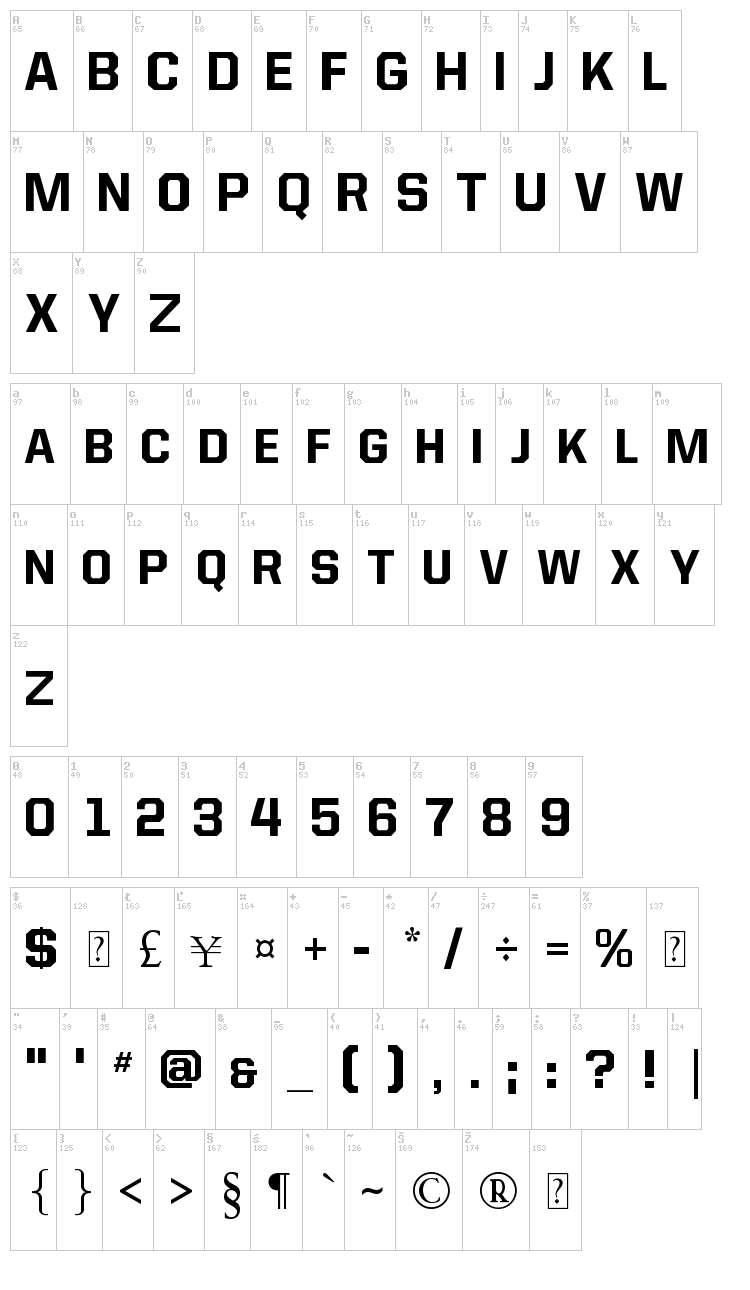 Allstar4 font map