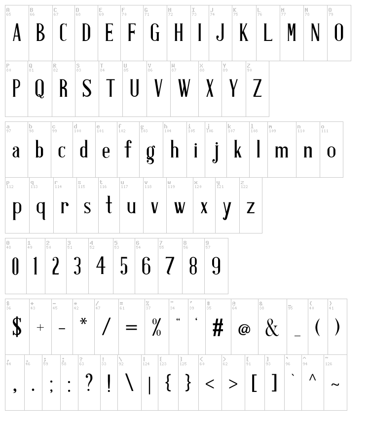 Antique Book Cover font map