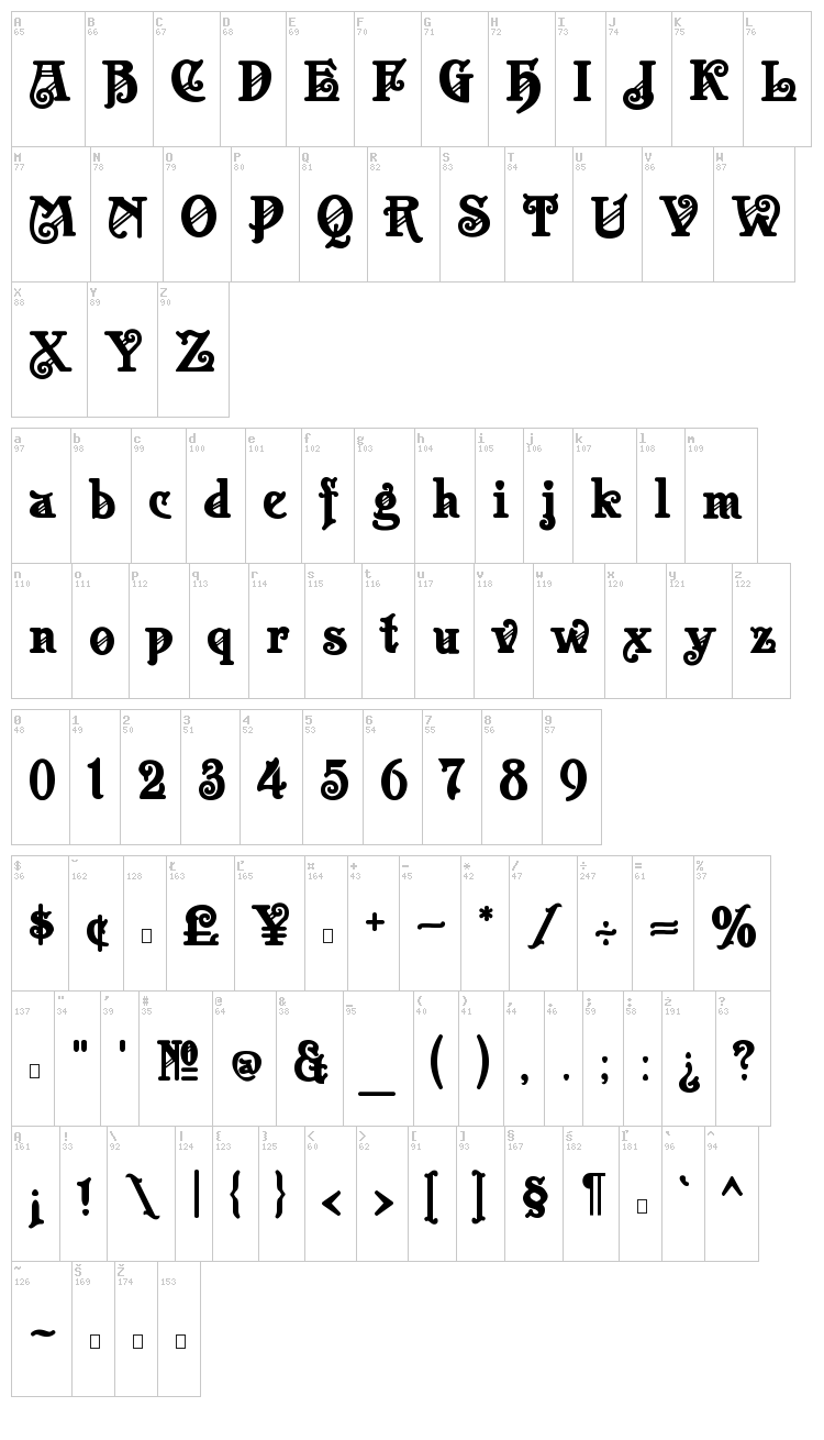 Apollo ASM font map