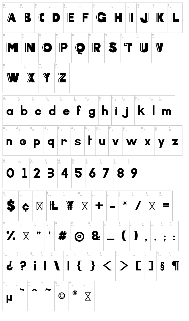 Arcoverde font map