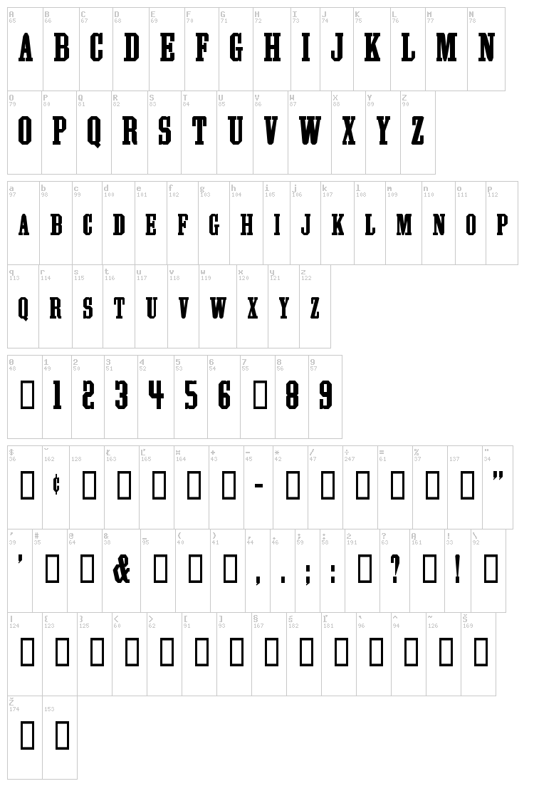 Athletic Supporter font map