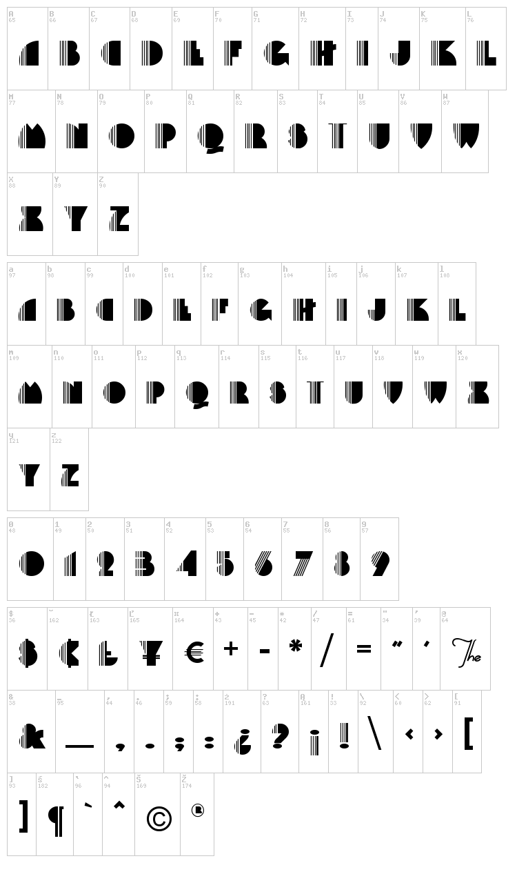 Backstage-PassA font map