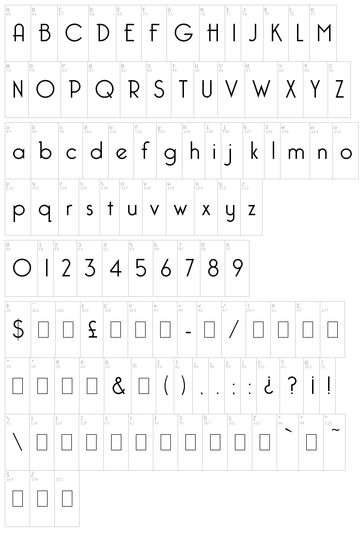 Bellerose font map