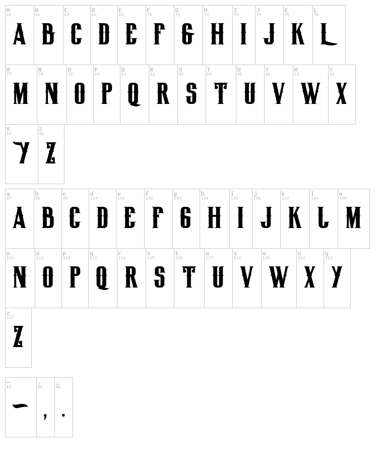 Big Lodge font map