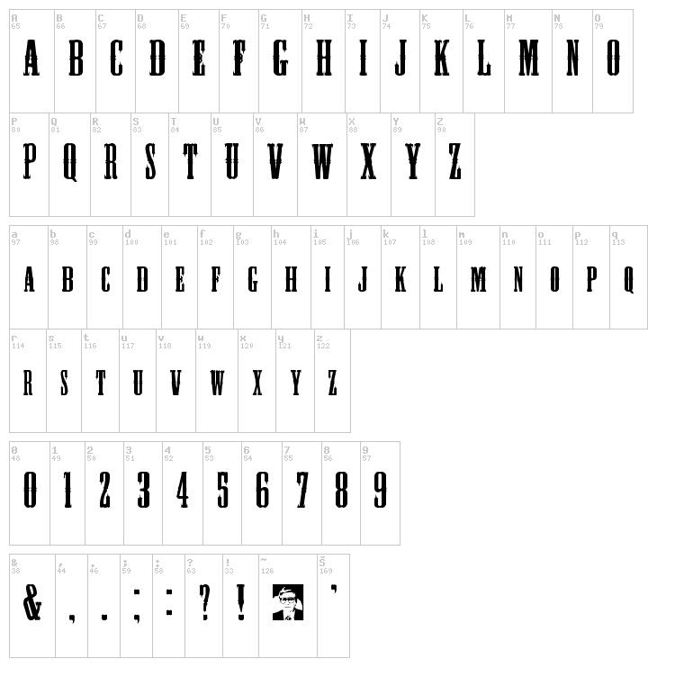 Black Hawk font map