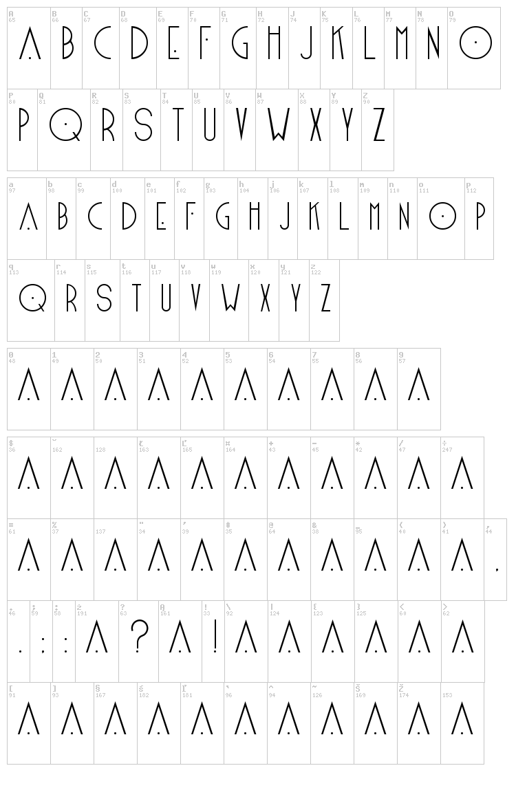 Blake font map