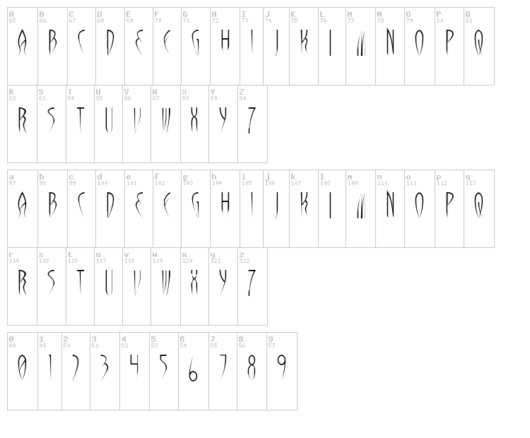 Broadway Lights font map