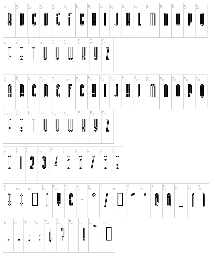 Buenos Aires NF font map