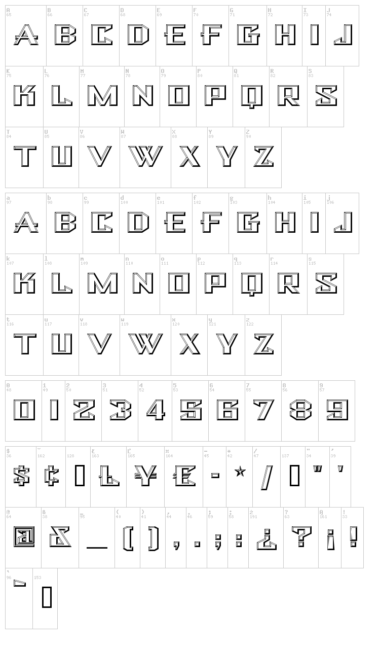 Bulwark NF font map