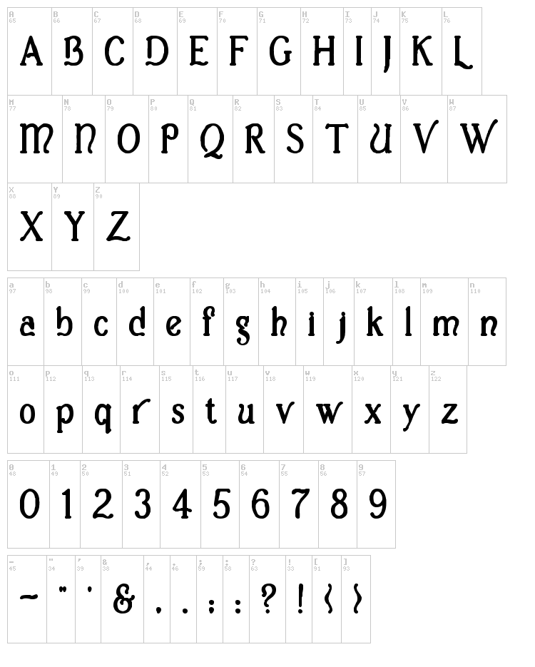 Casua font map