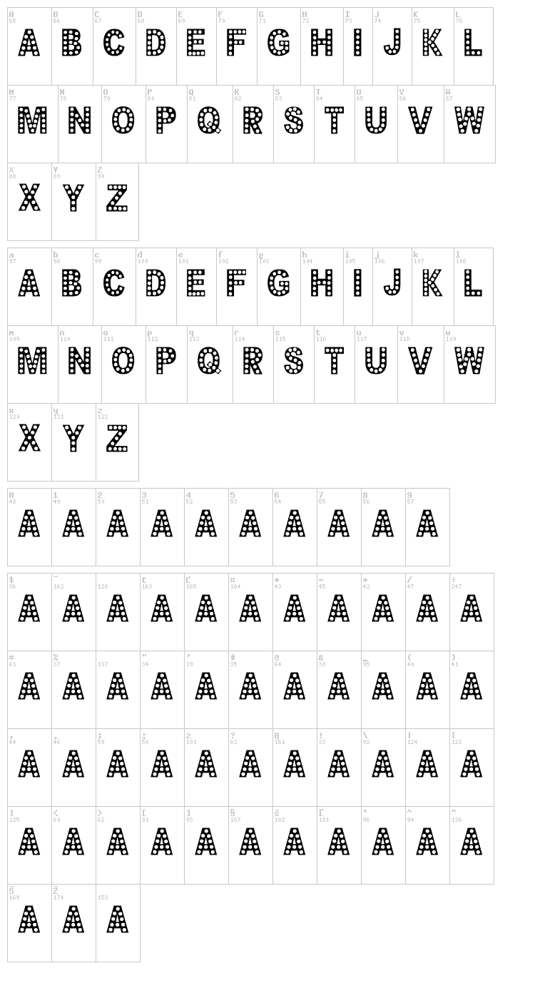 Cheerful Party font map