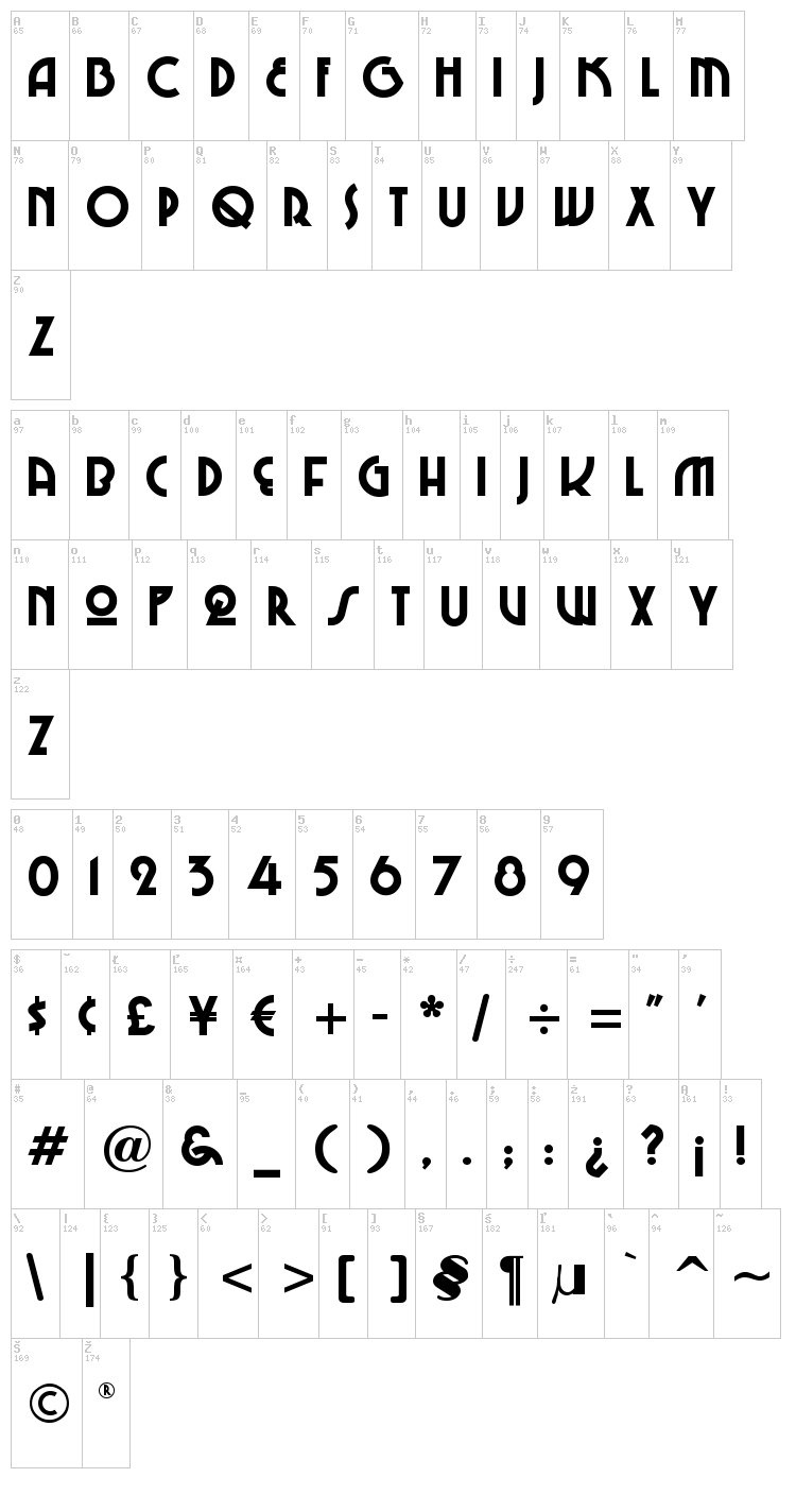 Chi-Town font map