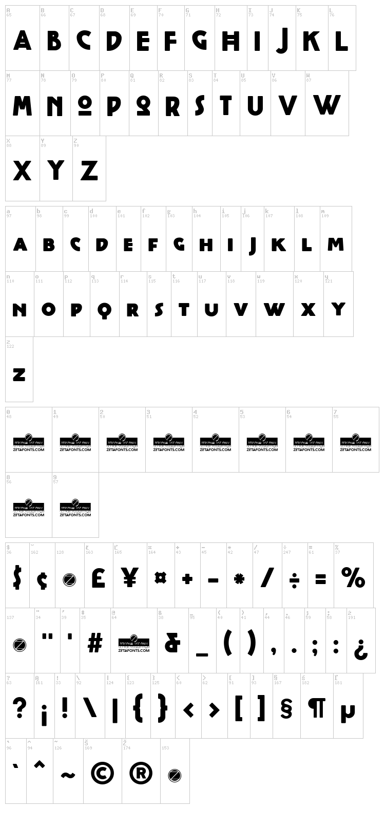 Cocotte font map