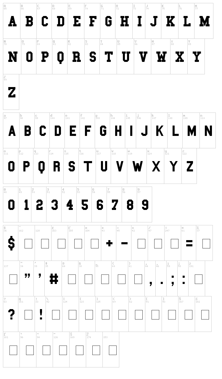 College font map