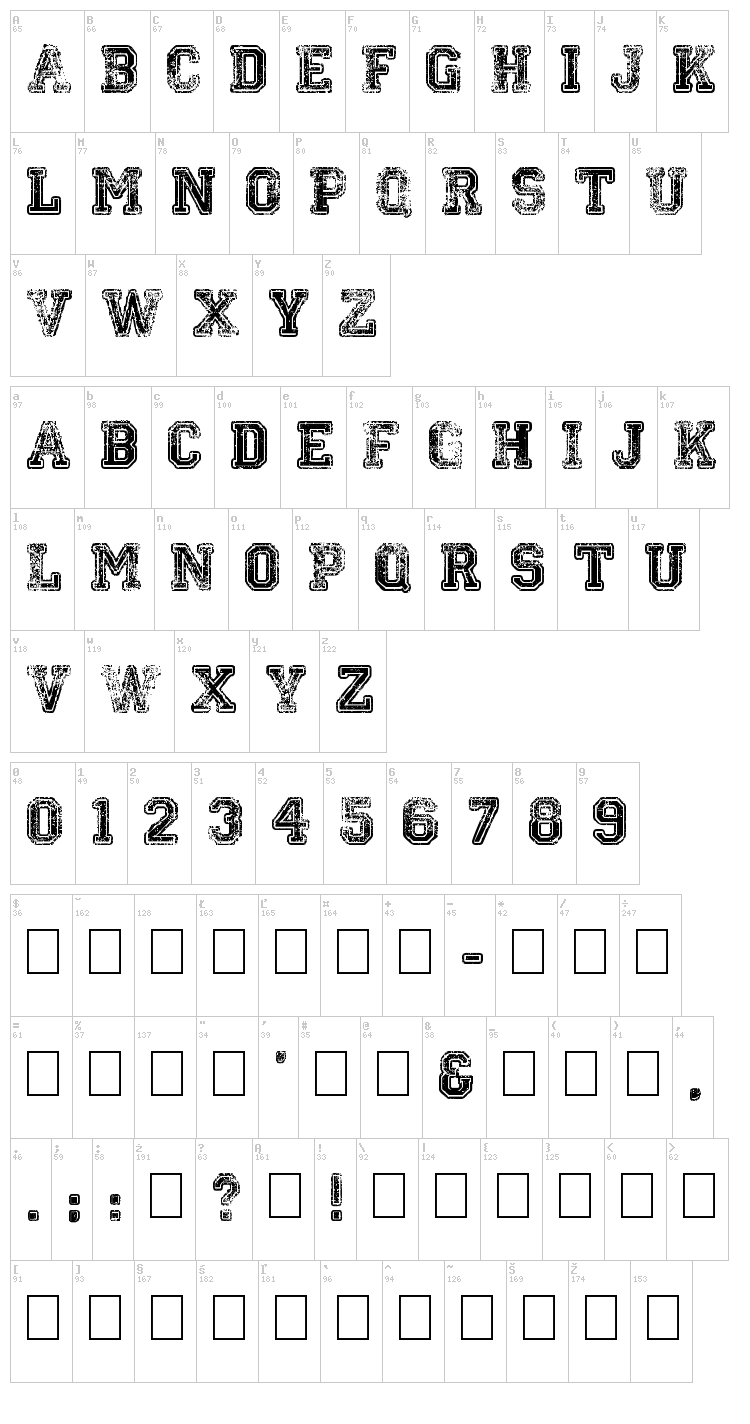 Colleged font map