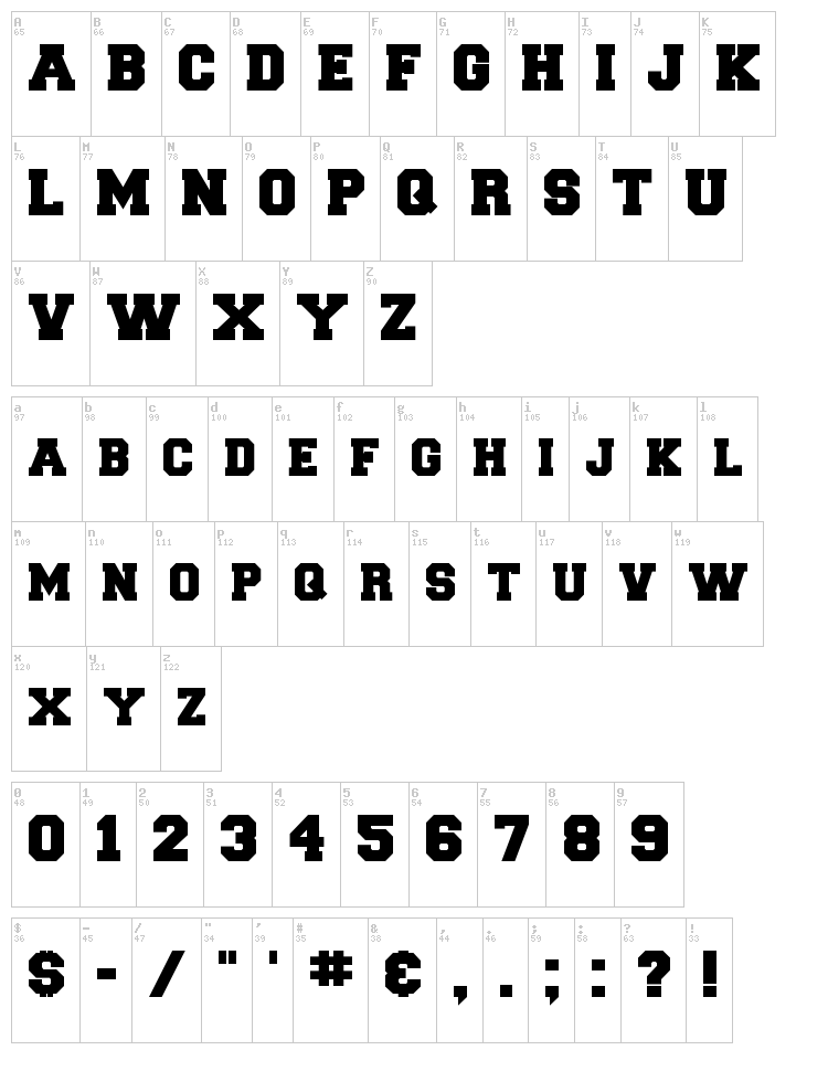 Collegiate FLF font map