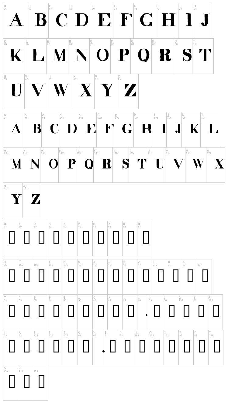 Decadence font map