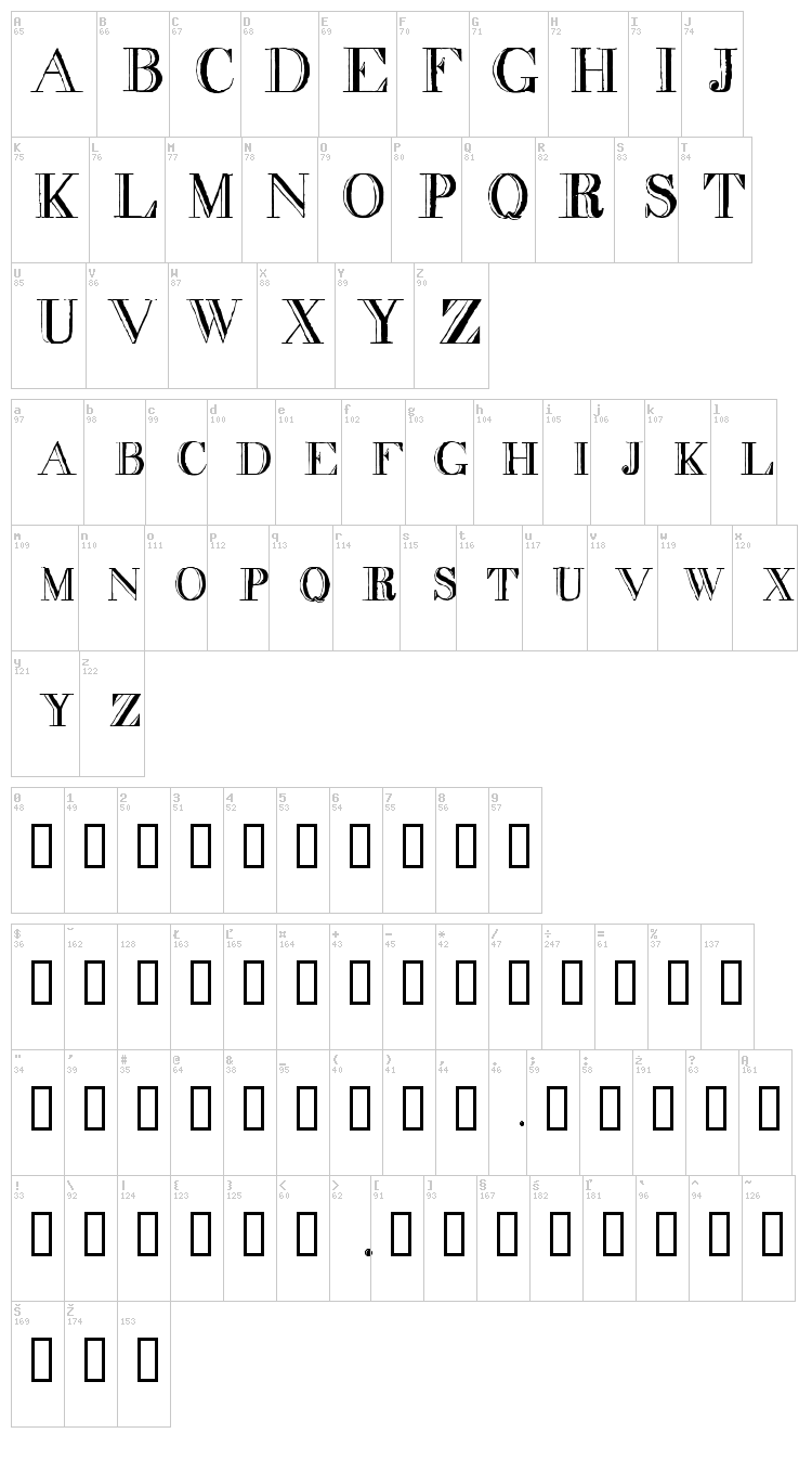 Decadence font map