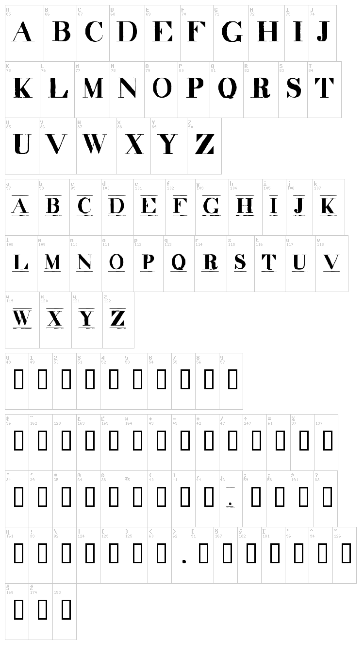Decadence font map