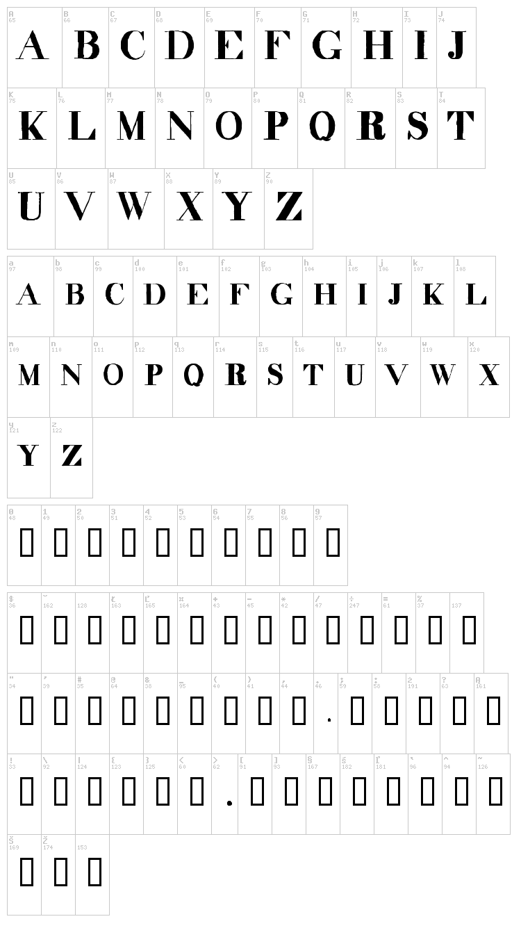 Decadence font map