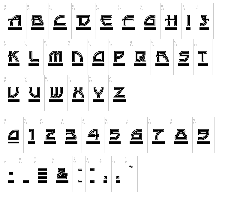 Drive-Thru font map