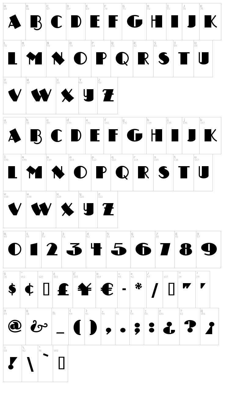 Drumag Studio NF font map