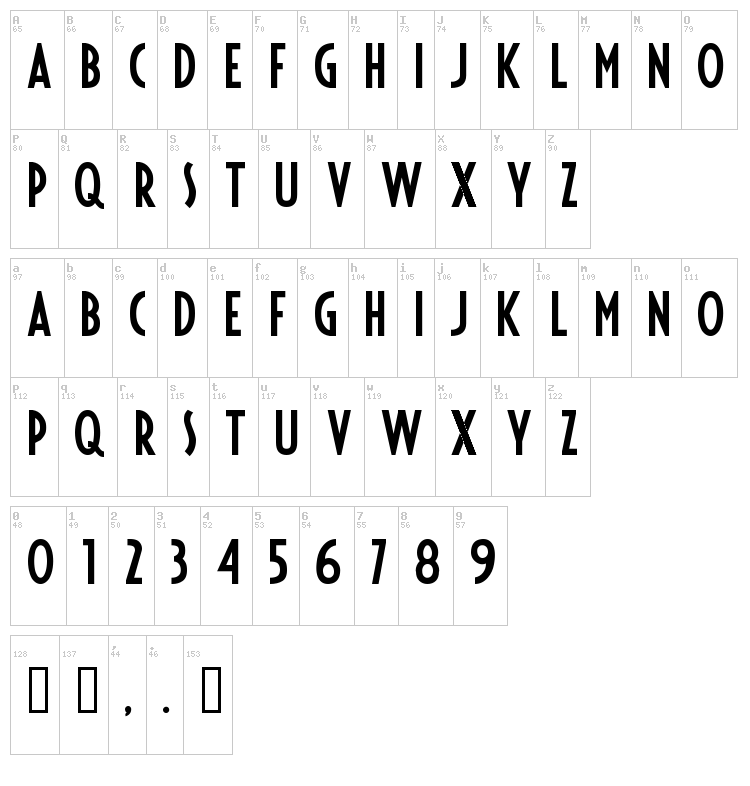 Fiesta font map