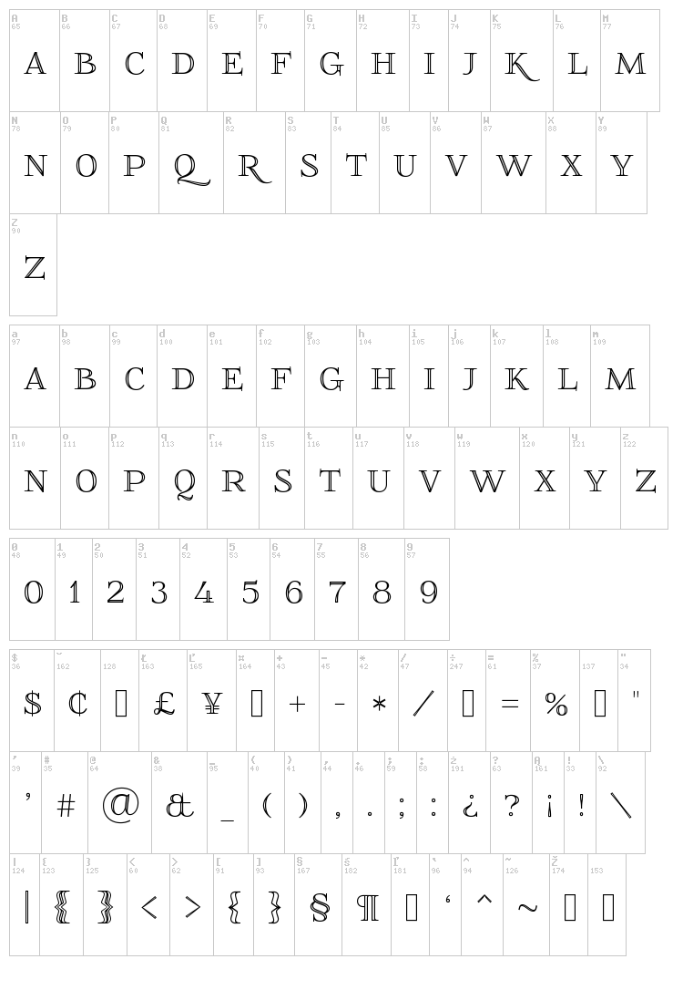 Foglihten No 01 font map
