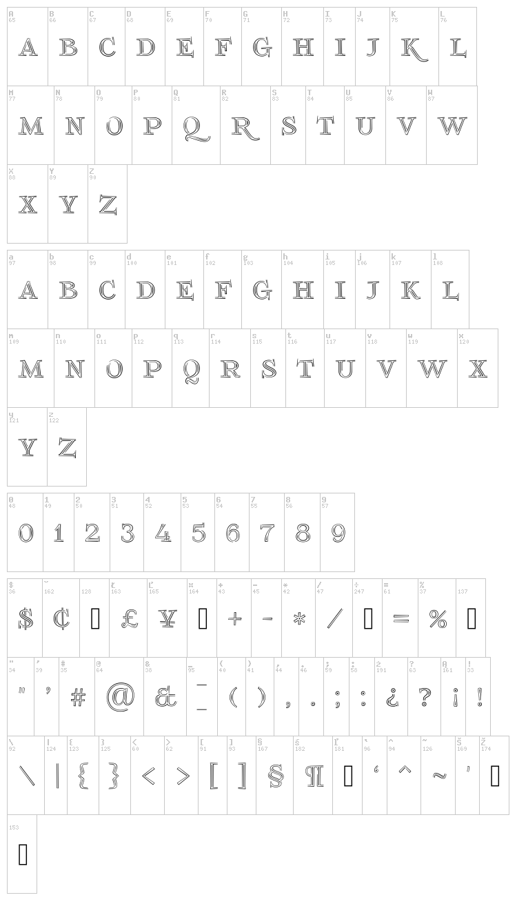 Foglihten No 03 font map
