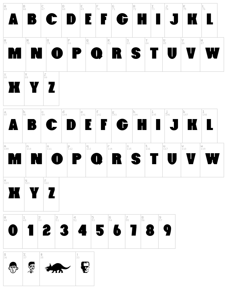 Foxxy font map