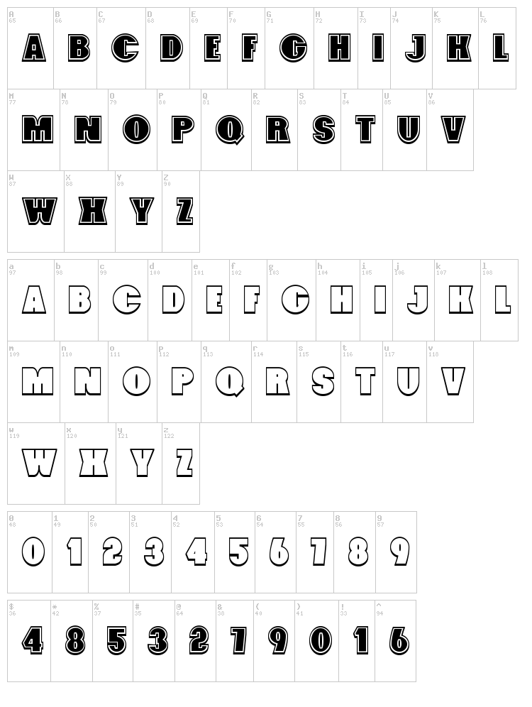 Foxxy font map