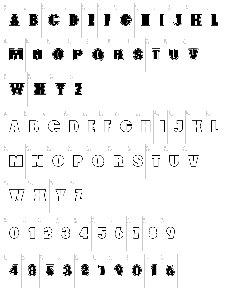 Foxxy font map