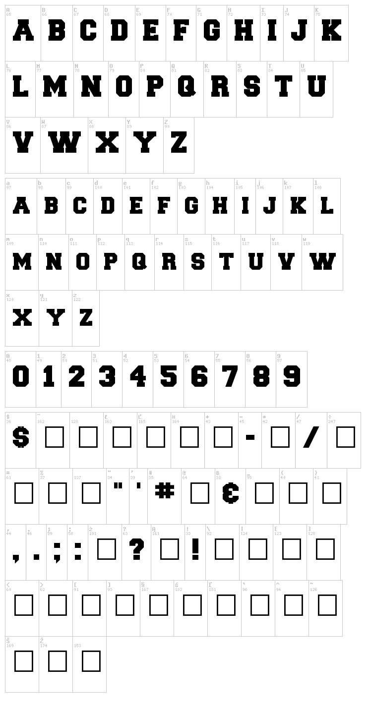 Freshman font map
