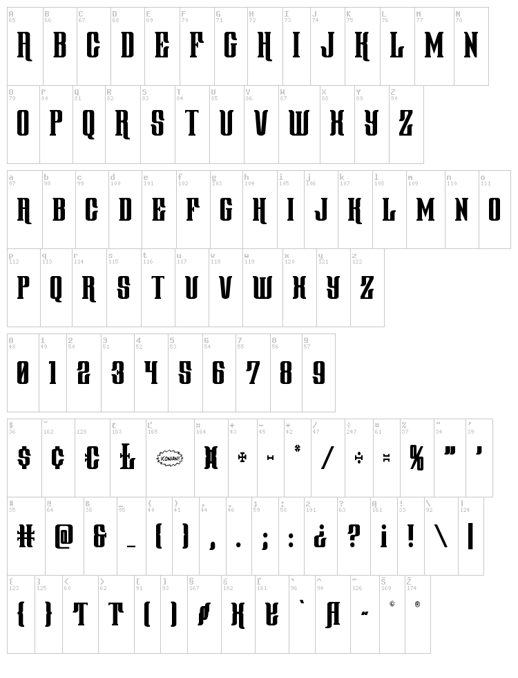 Gentleman Caller font map