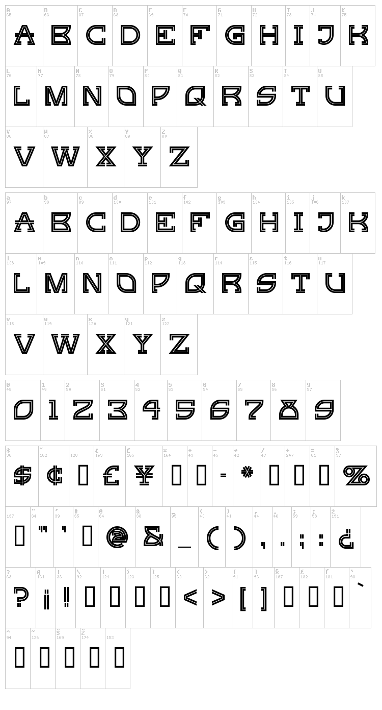 Ginger Peachy font map