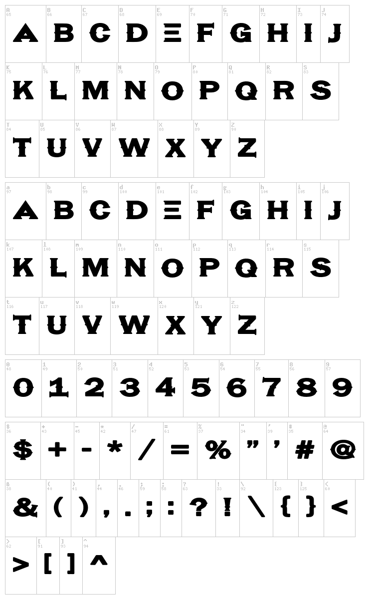 Hassified font map