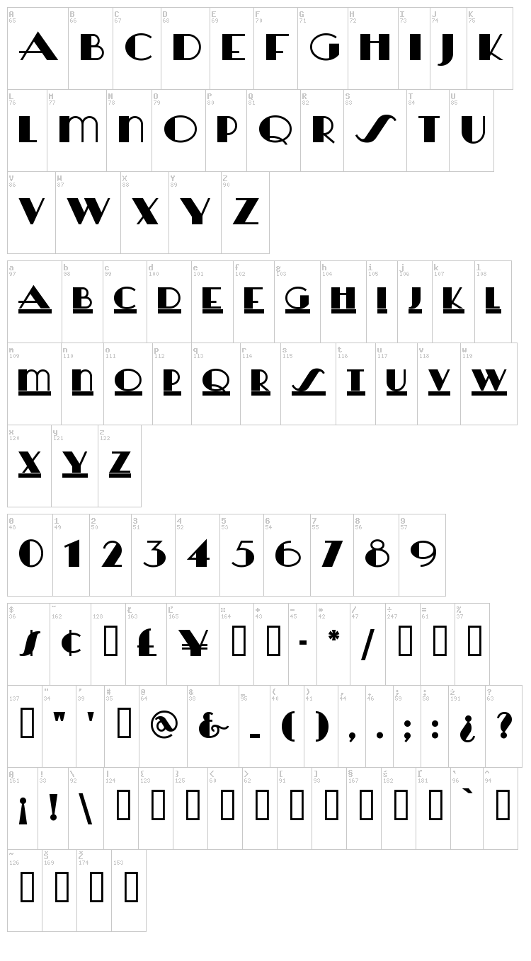 HeraldSquare font map