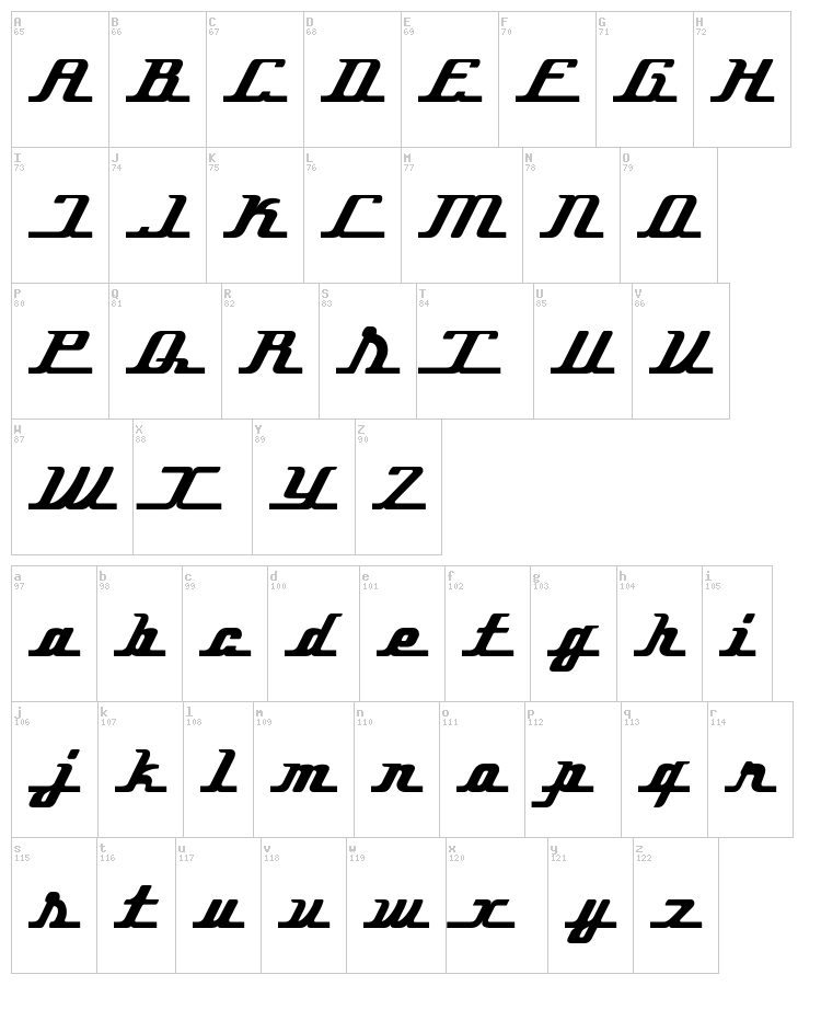 Ikarus font map