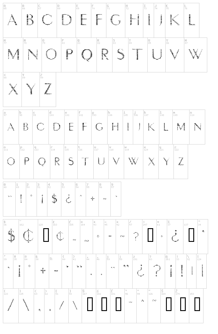 Intimacy font map