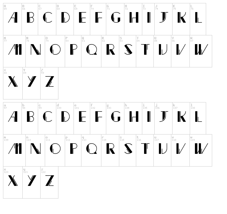 Jacked font map