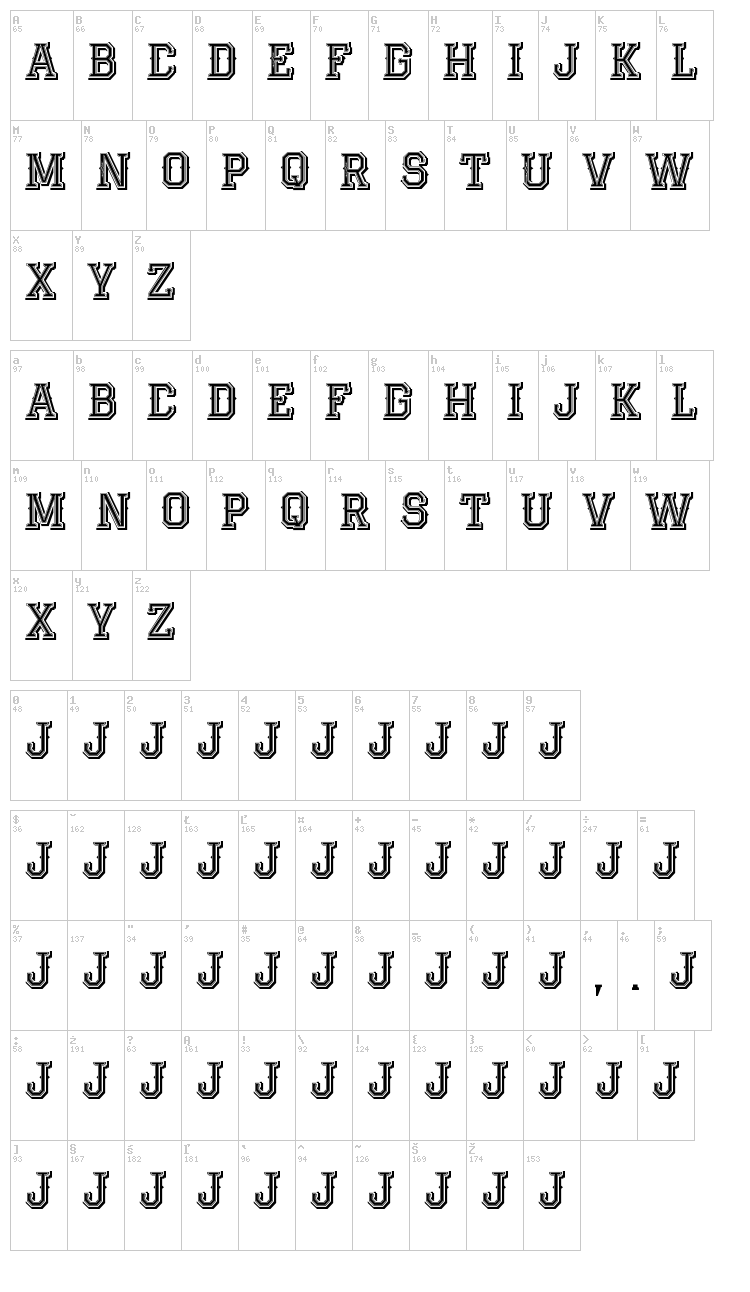 Jack Runner font map