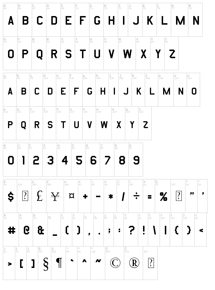 Jefferies font map