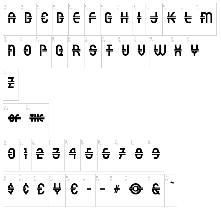 Luncheonette font map